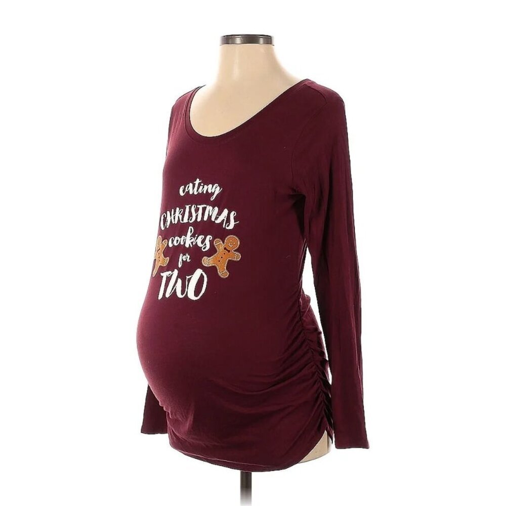 Motherhood Maternity Women's Size Small Long Sleeve Graphic T-Shirt Excellent ve